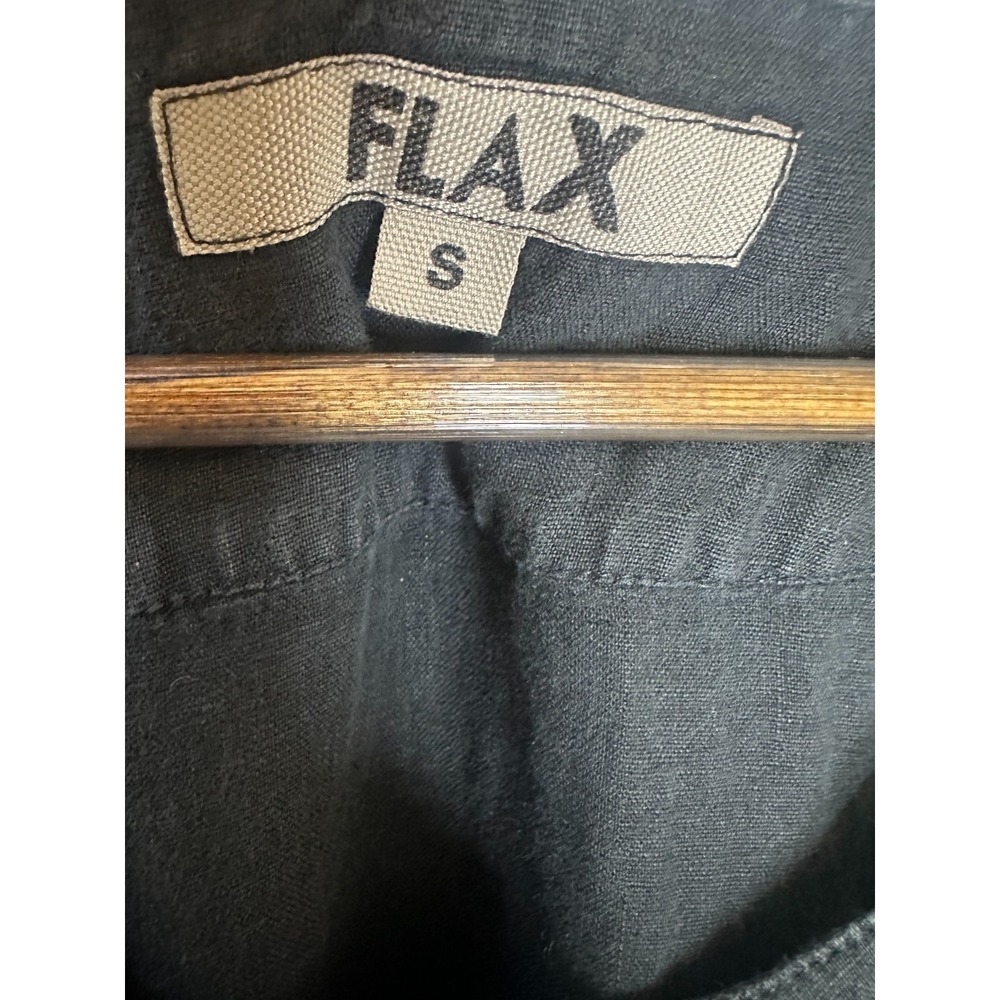 FLAX Faded Black 100% Linen Sleeveless Pleated Front Midi Shift Dress Size Small - Picture 7 of 10